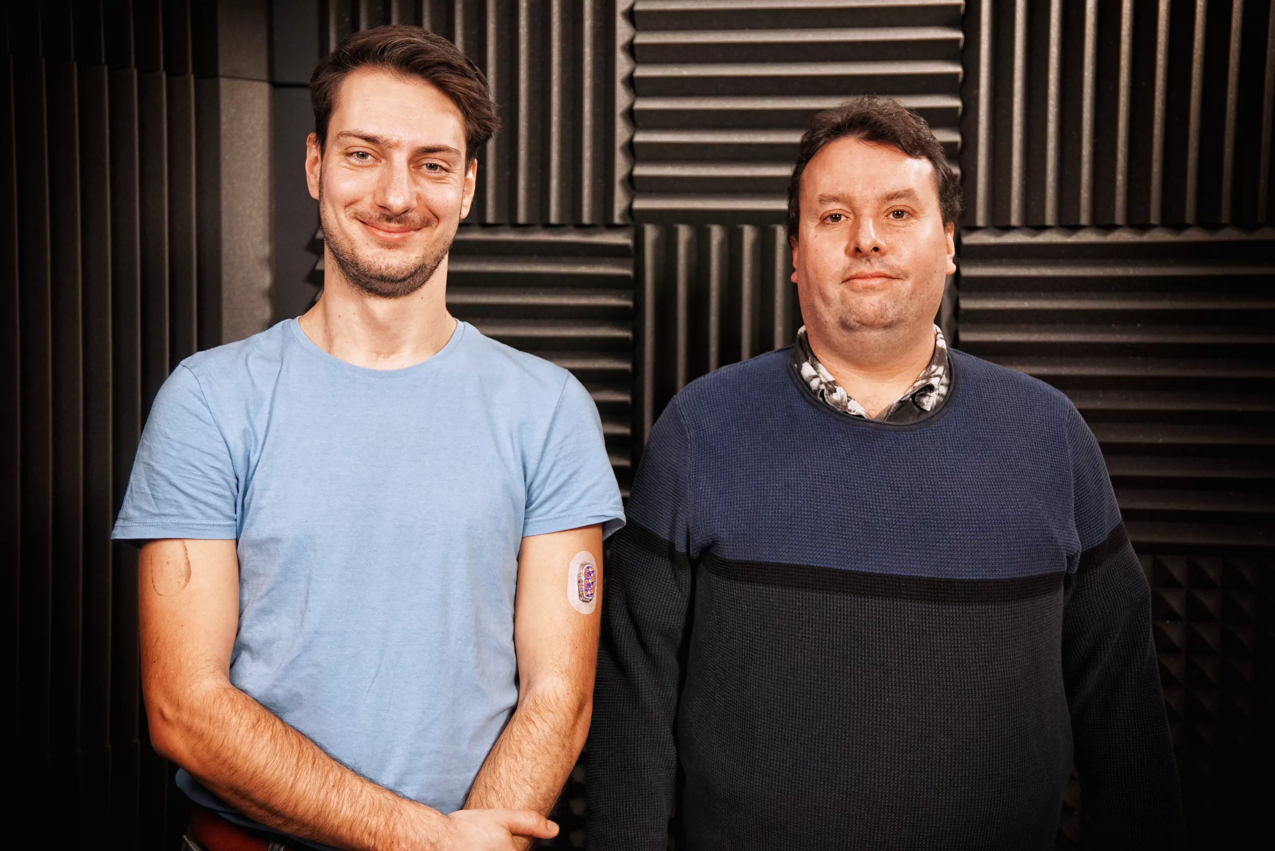 Honza a Michal Krčma při natáčení Diabetes Podcastu a epizody Technologie a cukrovka.