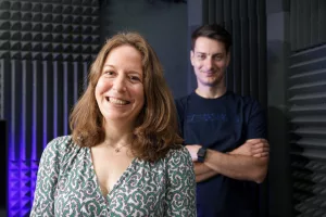 Eliška Sýkora a Honza Hrušovský při natáčení Diabetes Podcastu